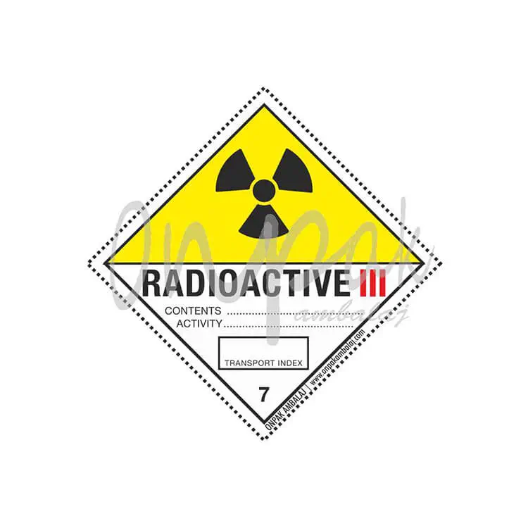 UN risk etiketi: Sınıf 7 radyoaktif, kategori III